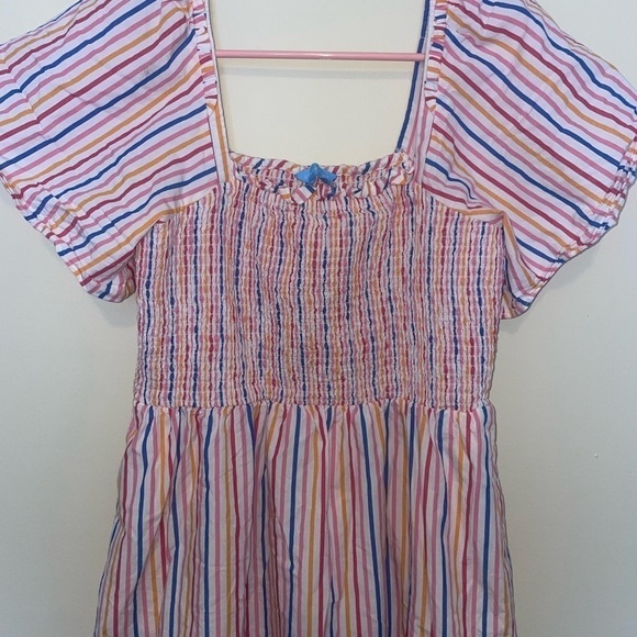 Draper James Deana Smocked Midi Dress in Multi Stripe Size Medium - Picture 8 of 13